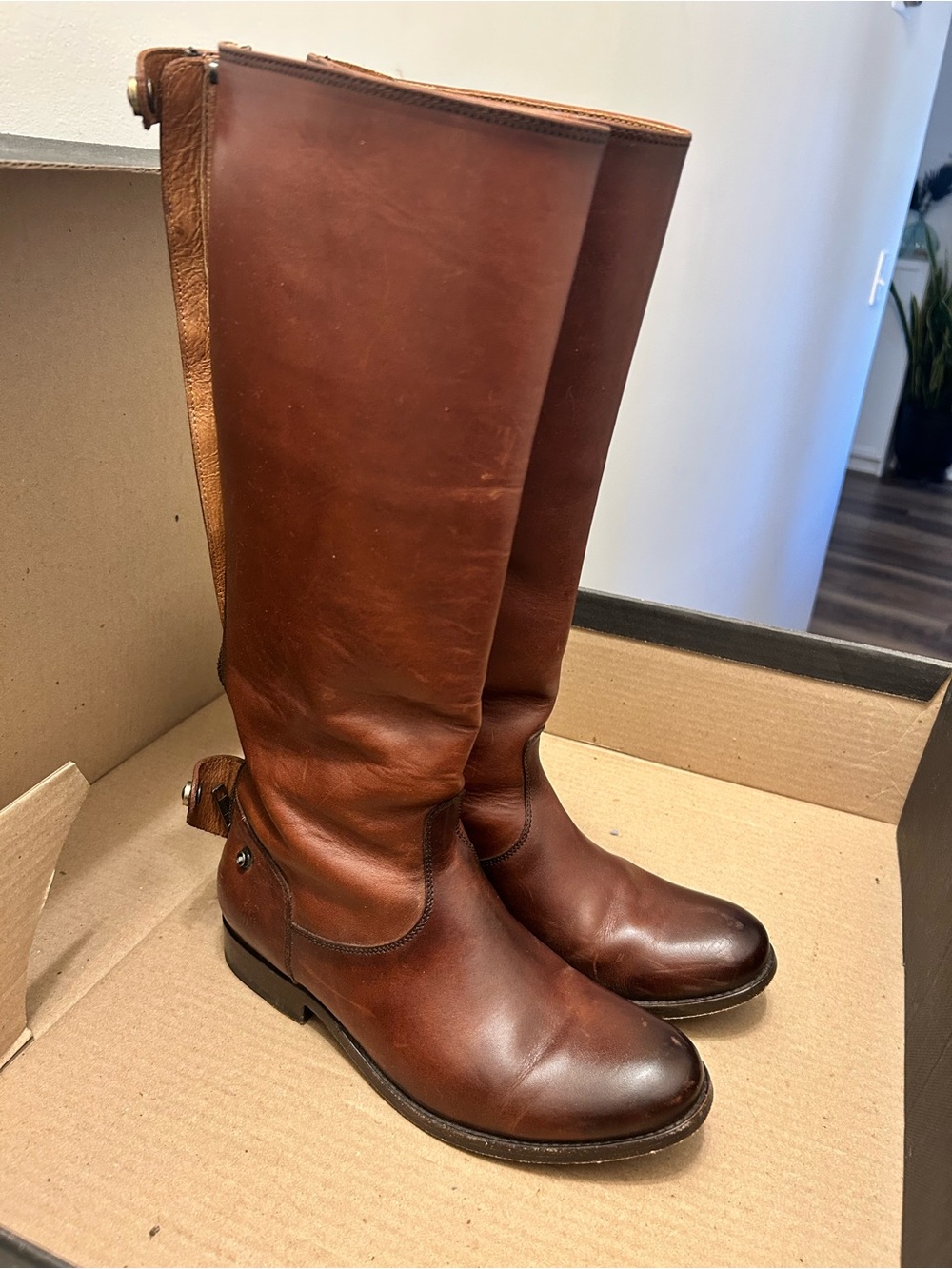 Tall Brown Leather Riding Boots